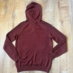Flag & Anthem Mens Burgundy Hooded Sweater‎ Pullover Size S Cotton
